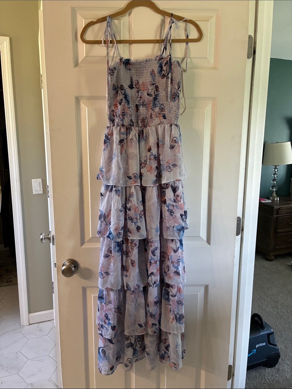 nine britton Lavender and Pastel Floral Smocked Bodice Dress